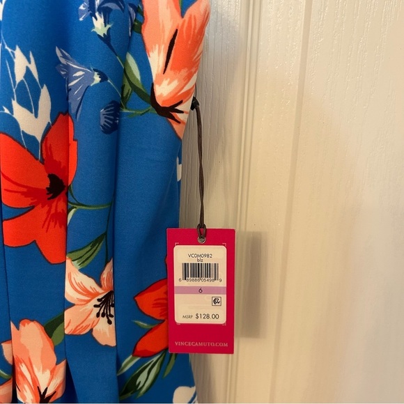 Vince Camuto Blue Floral Mini Dress Size 6 - Picture 3 of 7
